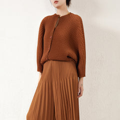 Pleats Please Pleated Cardigan – Short Bat Sleeve Jacket for Spring & Summer