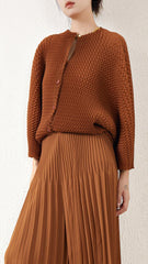 Pleats Please Pleated Cardigan – Short Bat Sleeve Jacket for Spring & Summer