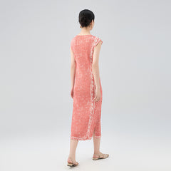 Hot-Selling Pleated Print Dress – Sleeveless A-Line, Plus-Size Friendly, Elegant Casual Style