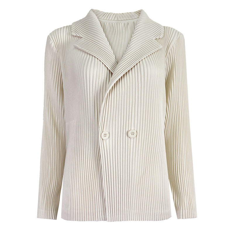 Pleats Please Double-Breasted Blazer – Loose Fit Pleated Jacket
