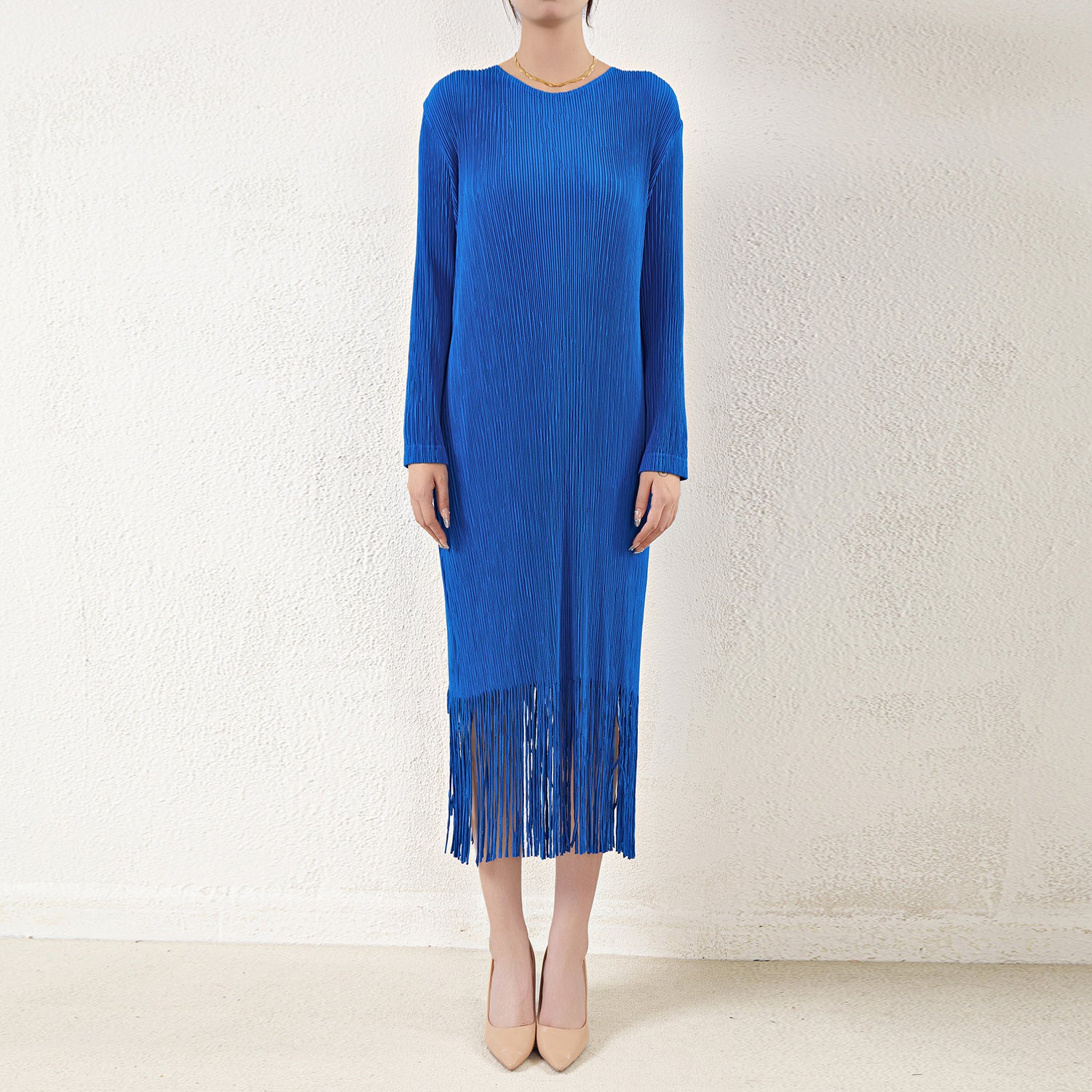 Pleated Knitted Tassel Skirt Dress – Chic and Elegant Women’s Outfit