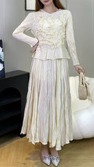 Pleated Handmade Floral Skirt Set – Elegant Two-Piece Outfit for Women
