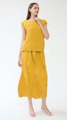 Pleated Slim Top and Skirt Set – Elegant Two-Piece Women’s Outfit