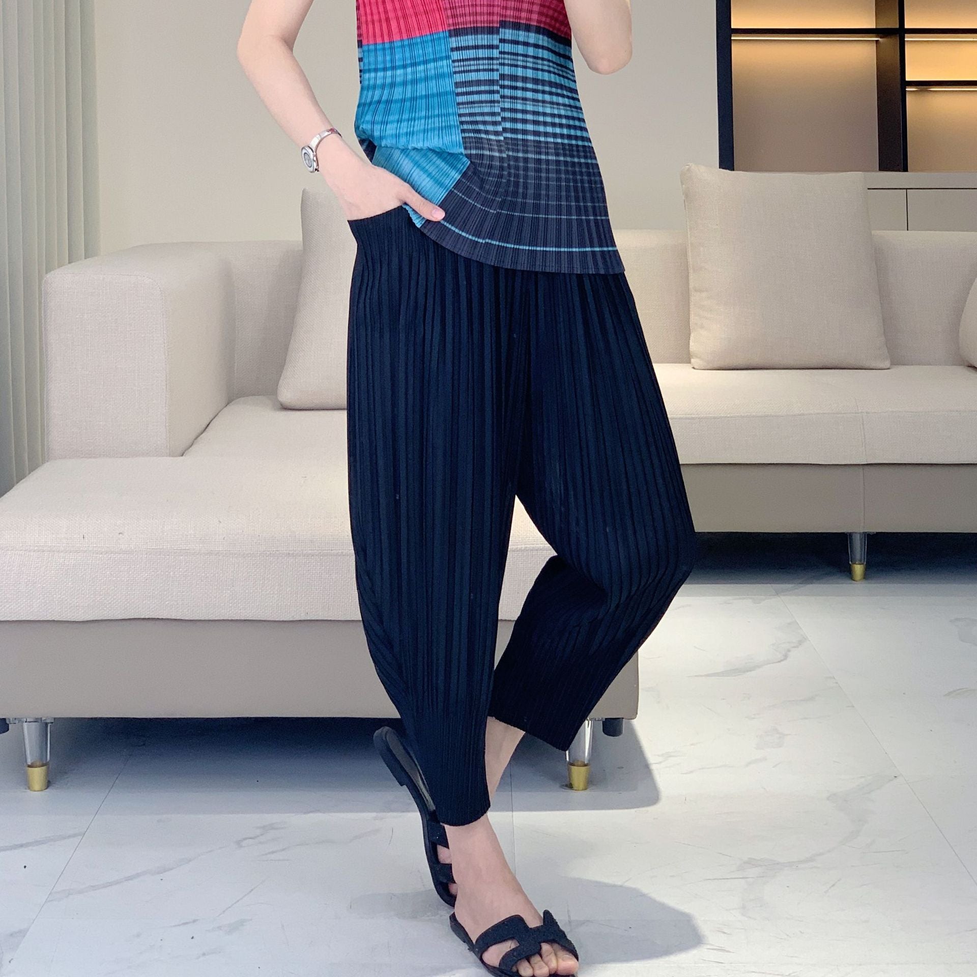 Pleated Harem Pants – Slim Fit Nine-Point Radish Style