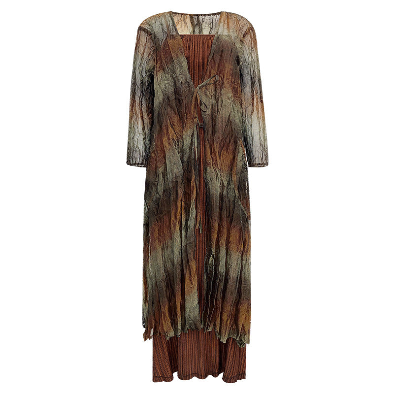 Pleated Two-Piece Set – Slim Long Sleeve Small Fragrance Dress