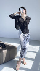 Miyake's new Chinese style skirt women's summer thin ink painting small pleated skirt slimming temperament medium skirt
