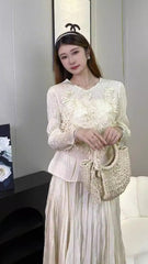 Pleated Handmade Floral Skirt Set – Elegant Two-Piece Outfit for Women