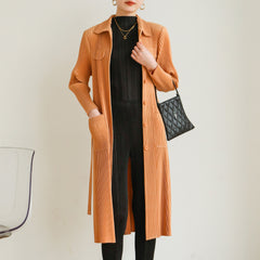 Pleated Casual Windbreaker Jacket – British Style Mid-Length Trench for Women