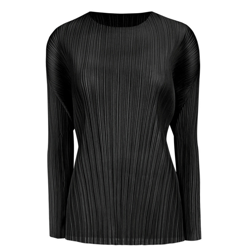 Pleated Skirt Suit – Korean Style Long Sleeve Top and Skirt Set