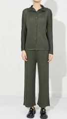 Pleated Casual Wide-Leg Pants Set – Chic Two-Piece Women’s Outfit