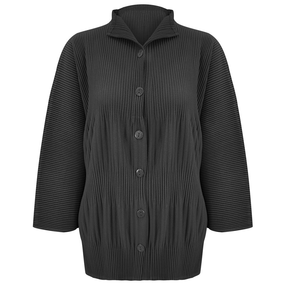 Pleated Solid Color Shirt – Loose Long Sleeve Casual Women’s Top