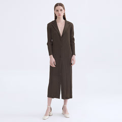 Elongated casual draped Miyake fashion cardigan top 2025 new pleated casual loose coat