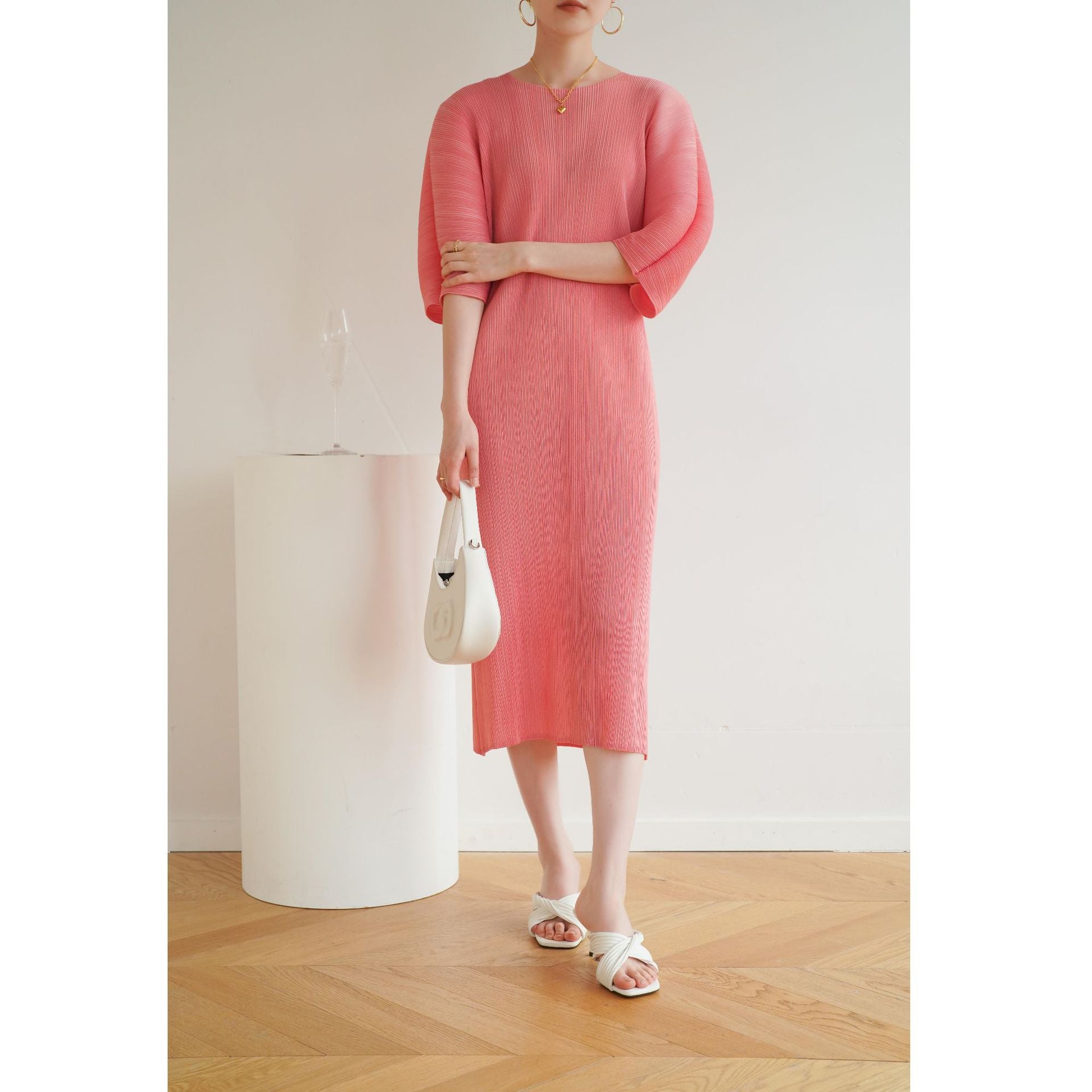 Pleated Summer Dress – Loose Fit, Casual Slimming Style for Women