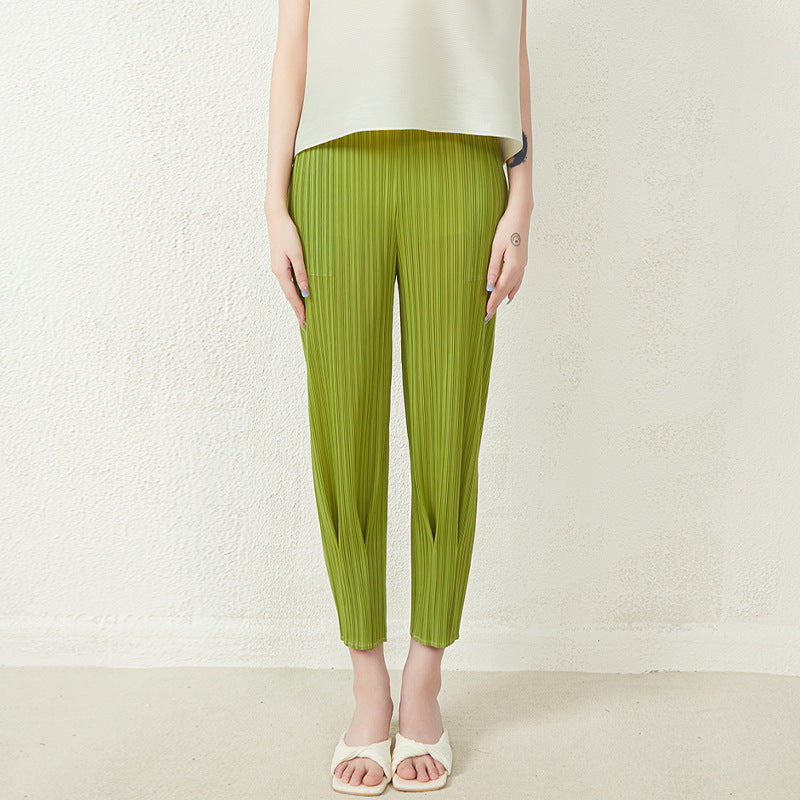 Pleats Please Cropped Harem Pants – Slimming Pleated Casual Style