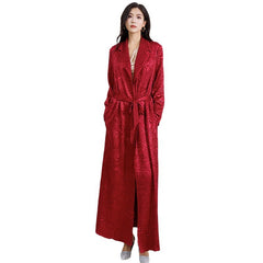 Pleats Please Embroidered Long Jacket – Lace-Up Robe Cardigan, Plus-Size Friendly