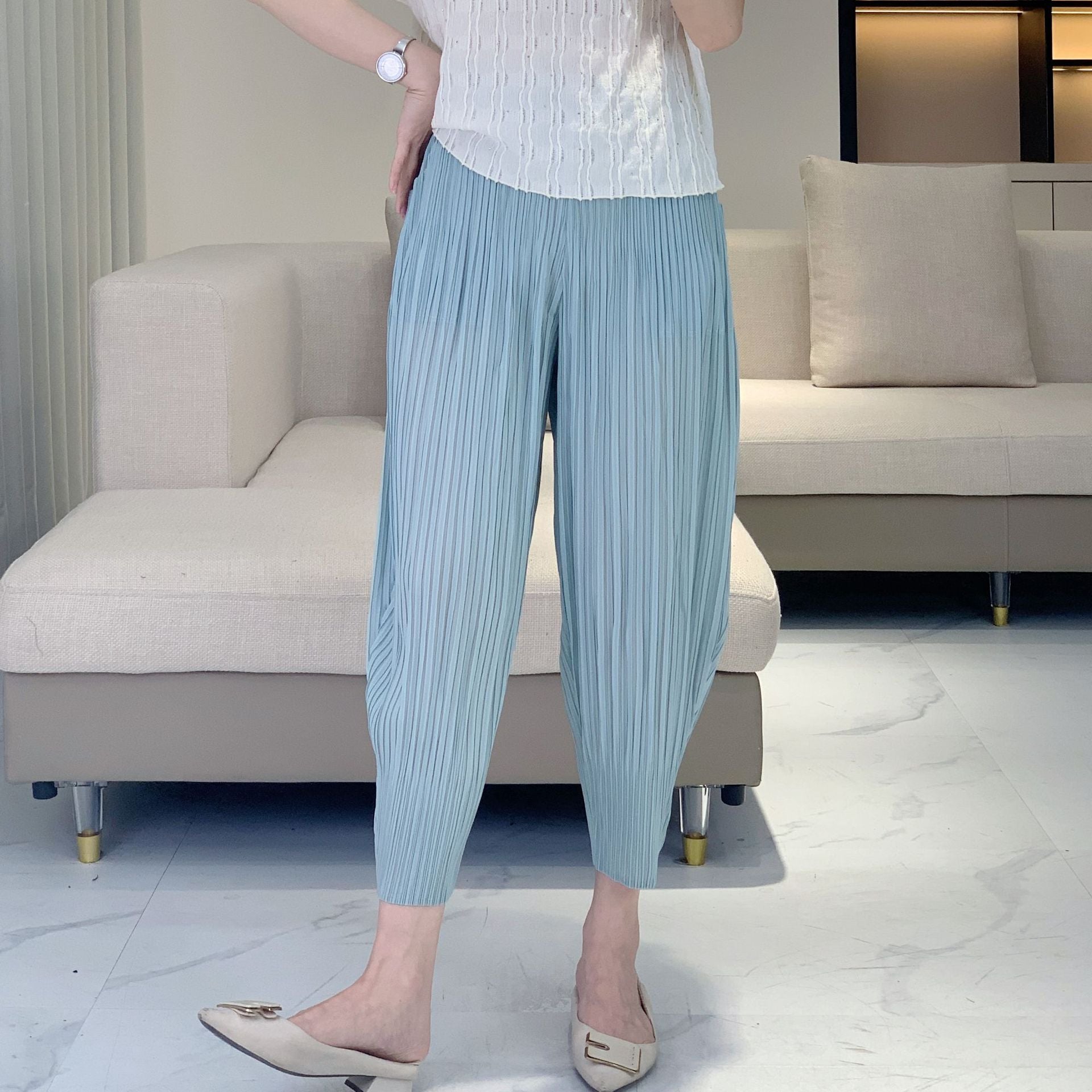 Pleated Harem Pants – Slim Fit Nine-Point Radish Style