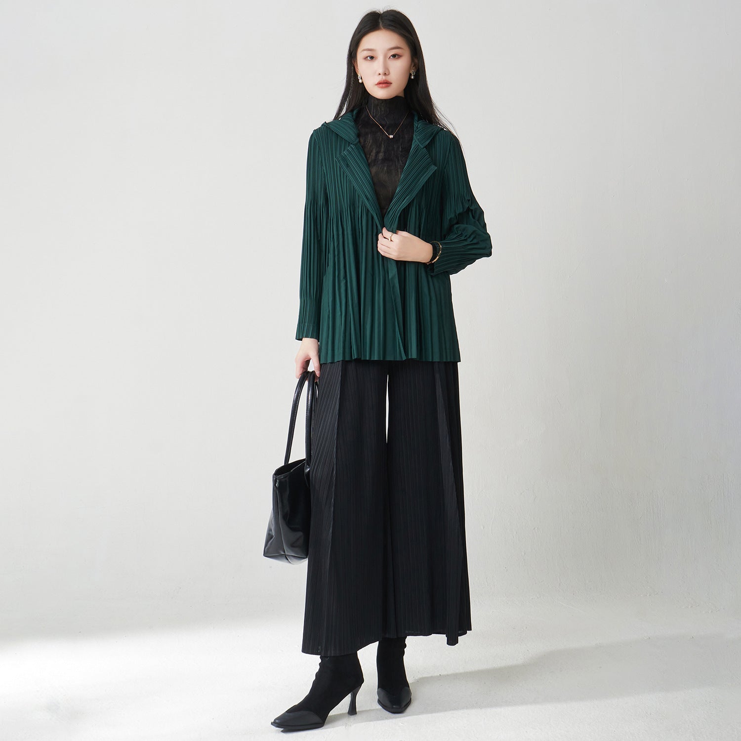 Pleats Please Hooded Cardigan Jacket – Loose Casual Pleated Outerwear