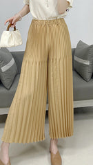 2025 Fall Winter Pleated Wide-Leg Pants – Cropped Casual Style, Plus-Size Friendly Loose Fit for Women