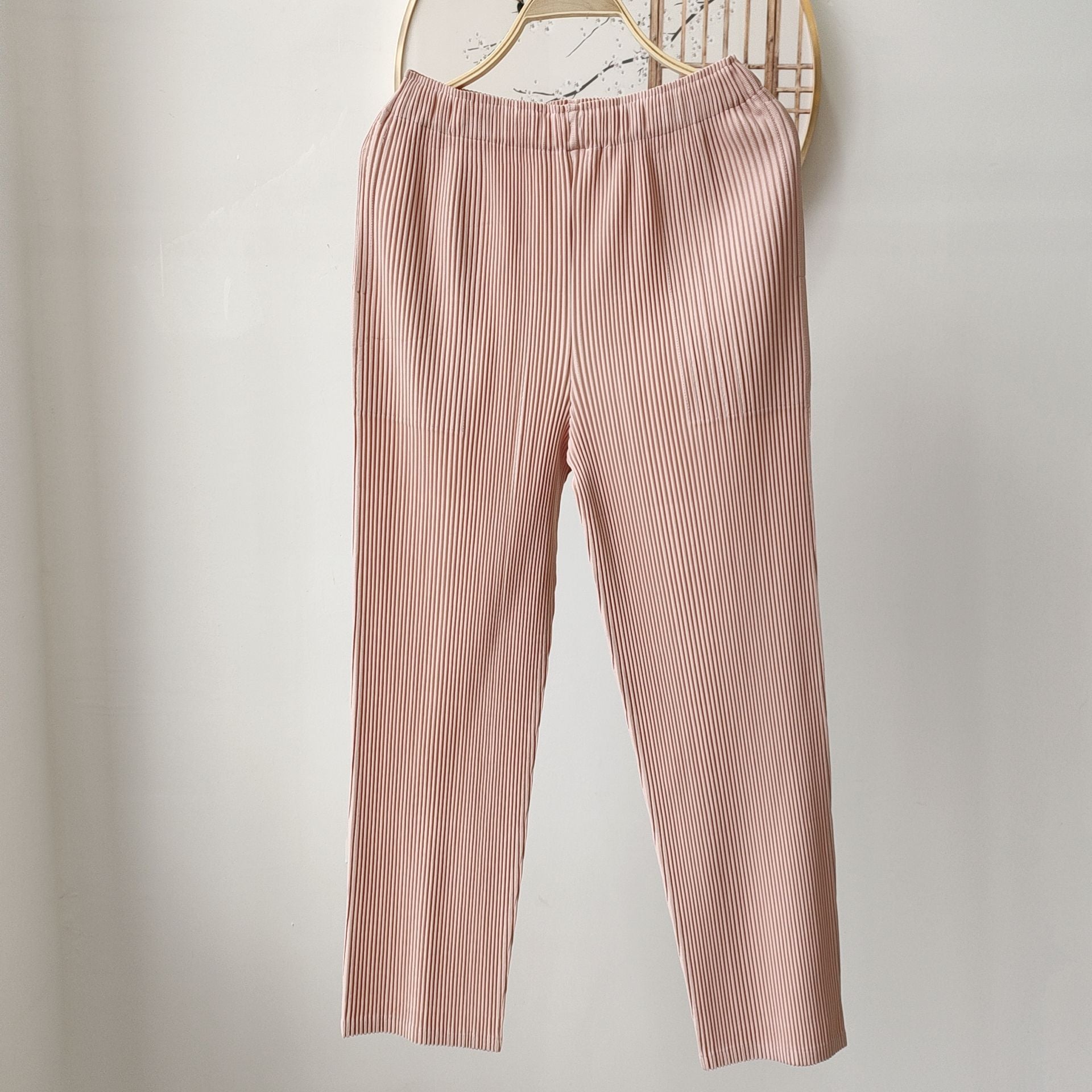 Pleated Two-Piece Set – Lace-Up Cardigan Jacket & Cropped Pants, Casual Chic Style