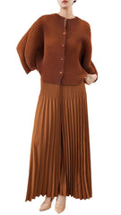Pleats Please Pleated Cardigan – Short Bat Sleeve Jacket for Spring & Summer