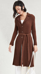 Pleated A-Line Mid-Length Trench Coat – Lace-Up Waist Women’s Outerwear