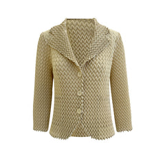 High-End Solid Color Wavy Pleated Blazer – Women’s Autumn Casual Short Coat