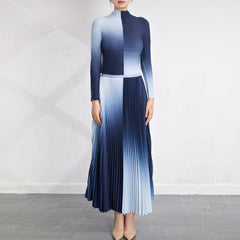 Pleated Top and Slim Skirt Two-Piece Set