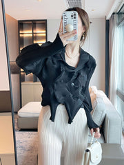 2025 Fall Winter Pleated Architectural Jacket – Limited Edition Irregular Bud Pleat Cardigan