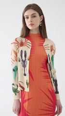 Long-sleeved sun protection clothing buttonless women's light cardigan top, 2025 summer seafood print, outer cloak, small coat women
