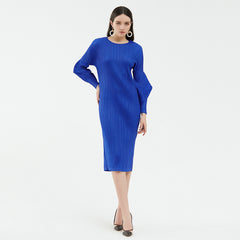 Pleated Elegant Maxi Dress – Slim High-End Women’s Fashion