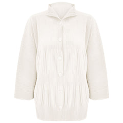 Pleated Solid Color Shirt – Loose Long Sleeve Casual Women’s Top