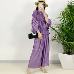 Pleated Spring 2024 New Miyake Plus Size Casual Suit Women's Loose High Stretch Comfortable Fat MM Women's Pleated Jacket