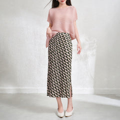 Pleats Please Summer Two-Piece Set – Pleated Top & Skirt Outfit