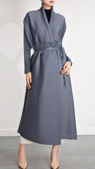 Pleated Midi Shawl Cardigan Coat – Elegant Lightweight Layer for Women