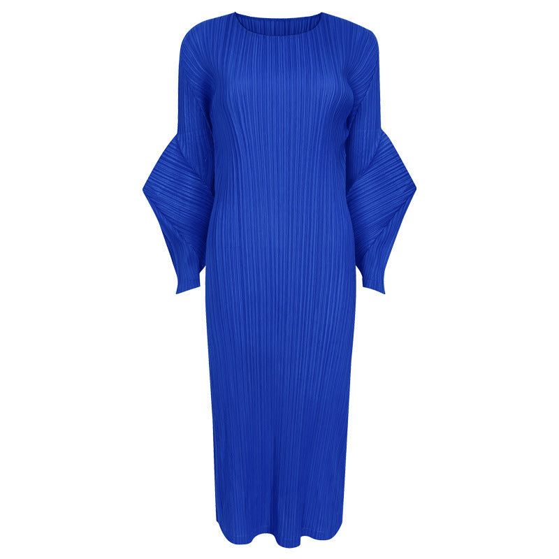 Pleated Elegant Maxi Dress – Slim High-End Women’s Fashion
