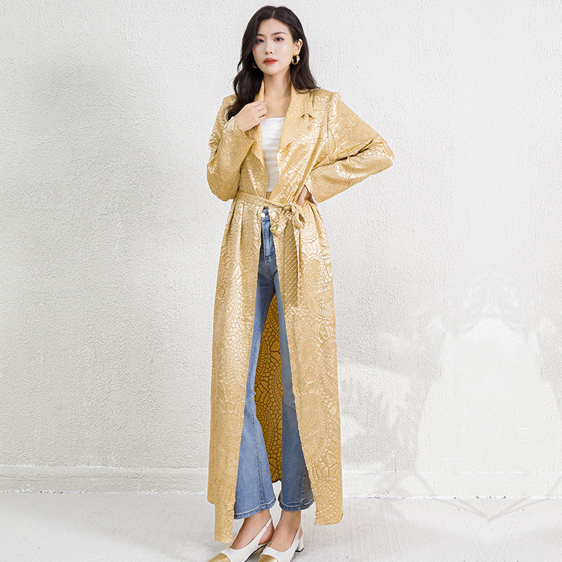 Pleats Please Embroidered Long Jacket – Lace-Up Robe Cardigan, Plus-Size Friendly