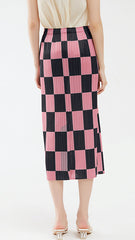 Pleated Checkerboard A-Line Skirt – Slim Hip Elegant Women’s Style