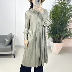 2025 Fall Winter Pleated Hooded Trench Coat – Lightweight Long Jacket, Loose Casual Style for Women