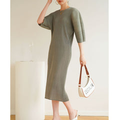 Pleated Summer Dress – Loose Fit, Casual Slimming Style for Women