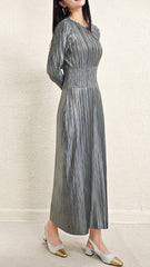 Pleats Please Waist-Pleated Dress – Elegant Long Pleated Skirt Style