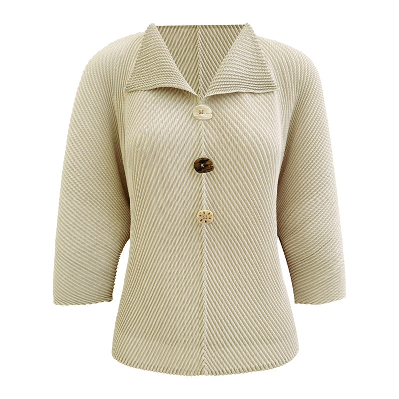 Women’s Fall Pleated T-Shirt – Casual Comfortable Top
