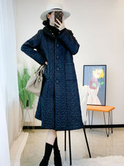 2025 Fall Winter Pleated Cotton Jacket – Stand Collar, Mid-Length, Thickened Warm Casual Coat for Women