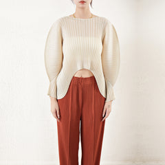 Pleated Batwing Sleeve Cardigan Top – Lightweight and Stylish Layer for Women