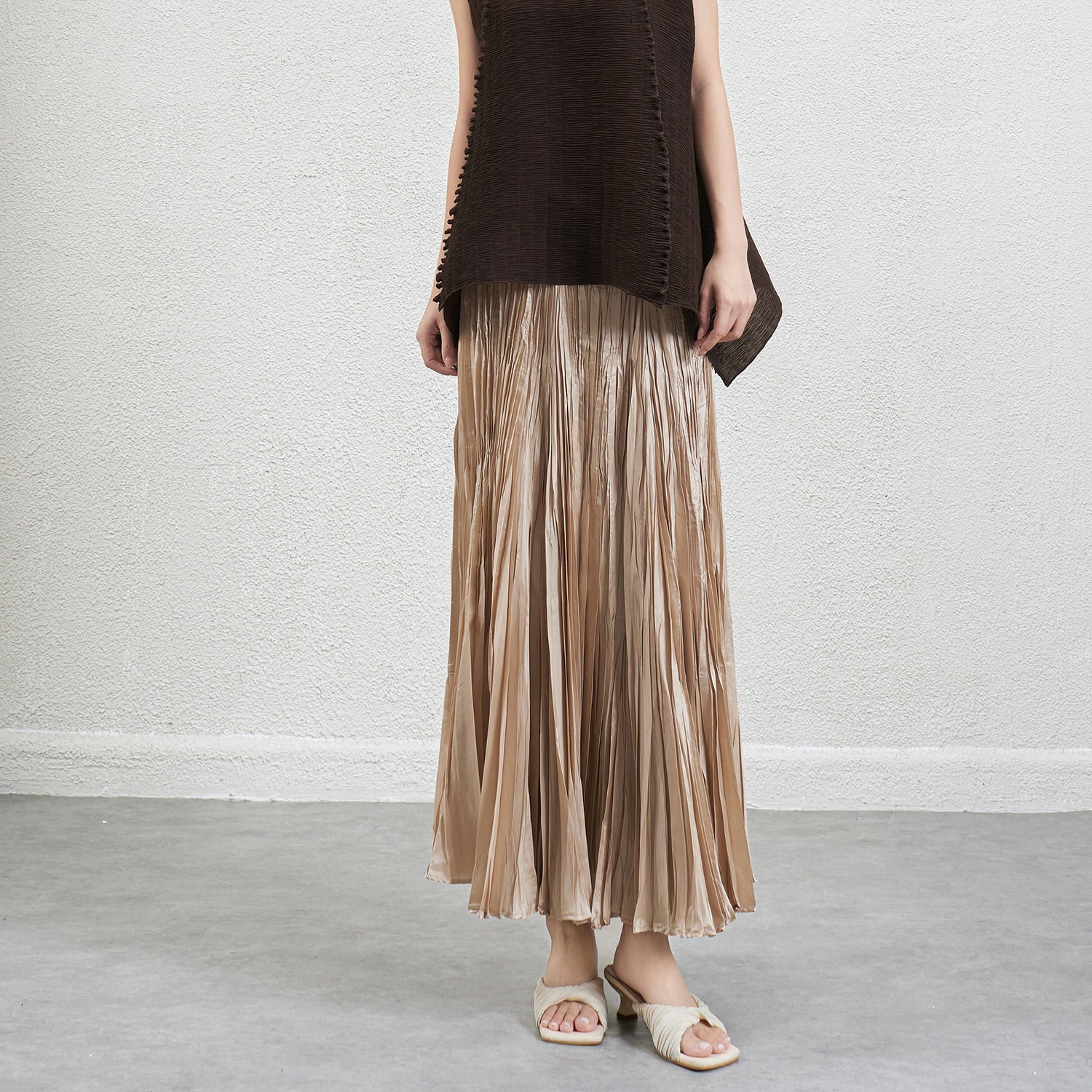 Pleated Irregular A-Line Midi Skirt – Handmade Elegant Women’s Style