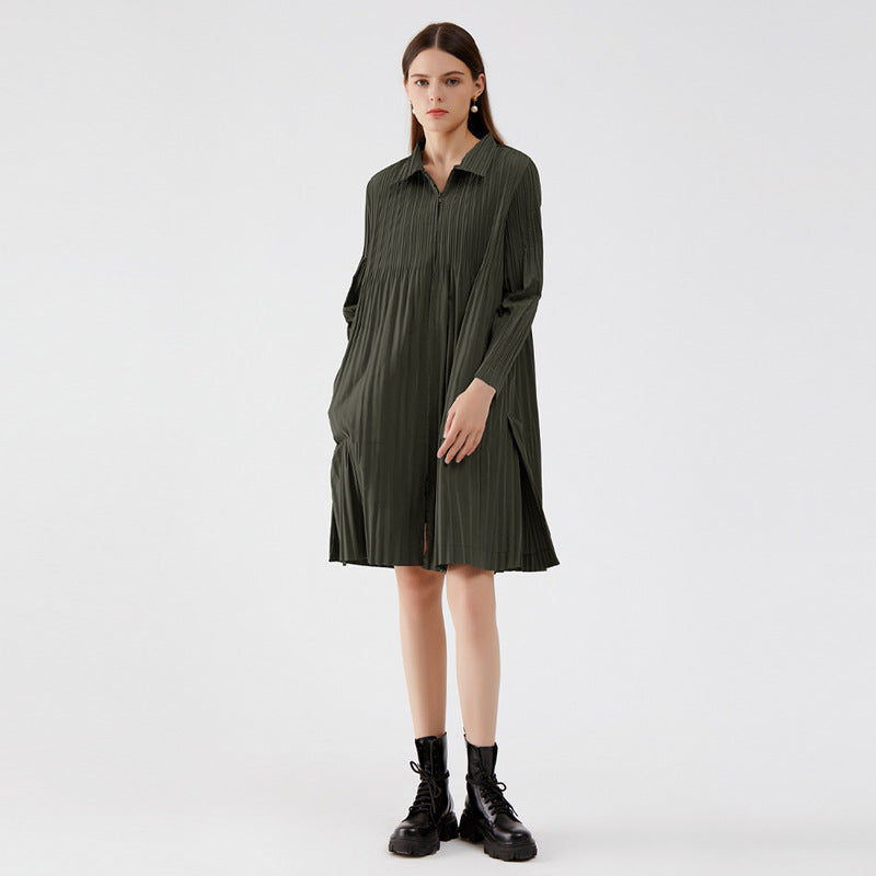 Pleats Please Zipper Windbreaker – Pleated Mid-Length Trench Coat