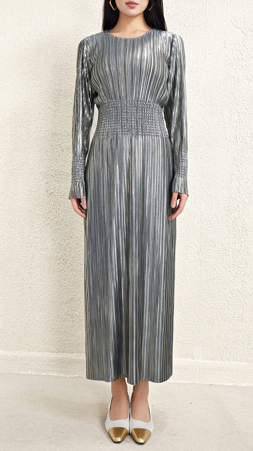 Pleats Please Waist-Pleated Dress – Elegant Long Pleated Skirt Style