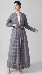 Pleats Please Lace-Up Trench Coat – Plus-Size Friendly Pleated Mid-Length Jacket