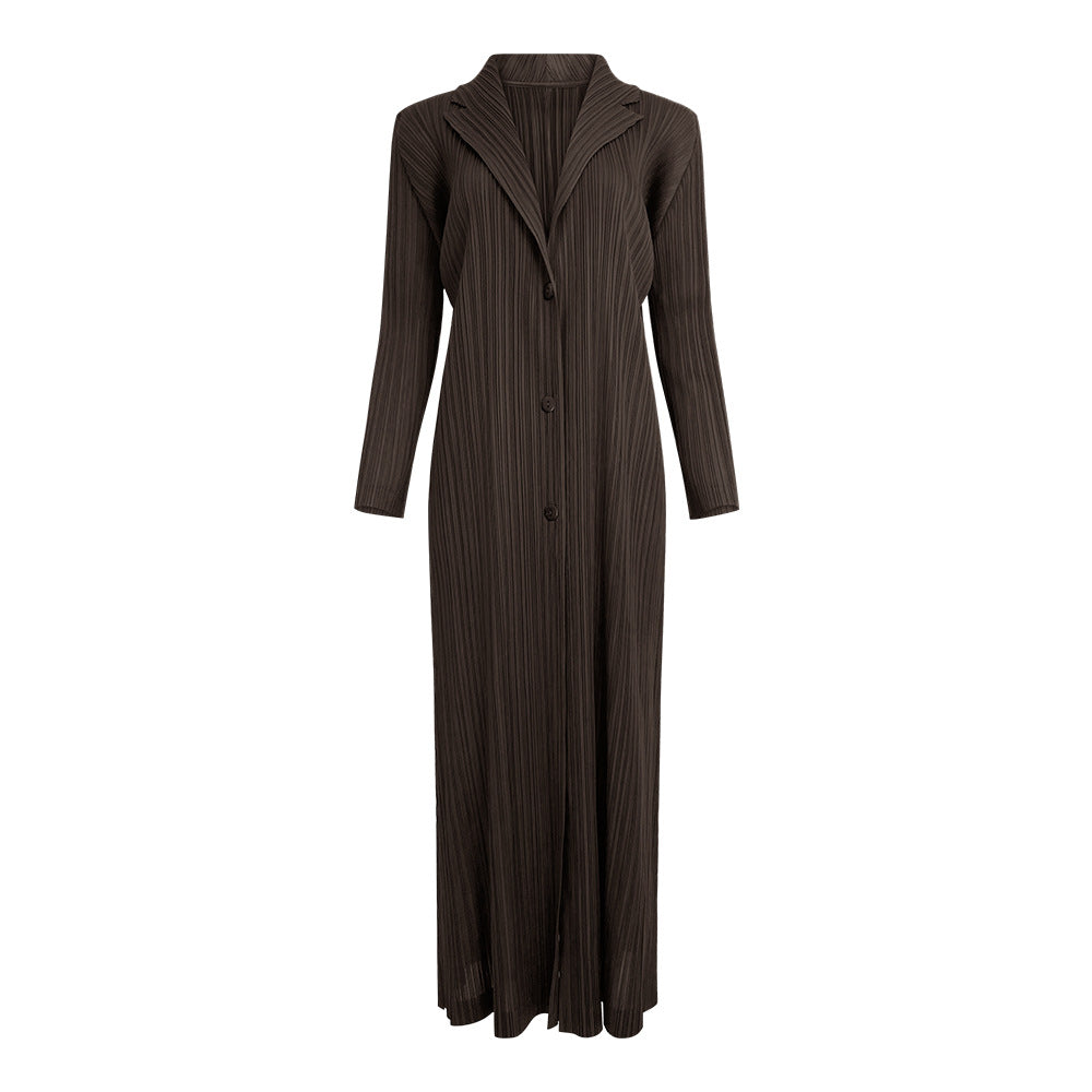 Elongated casual draped Miyake fashion cardigan top 2025 new pleated casual loose coat