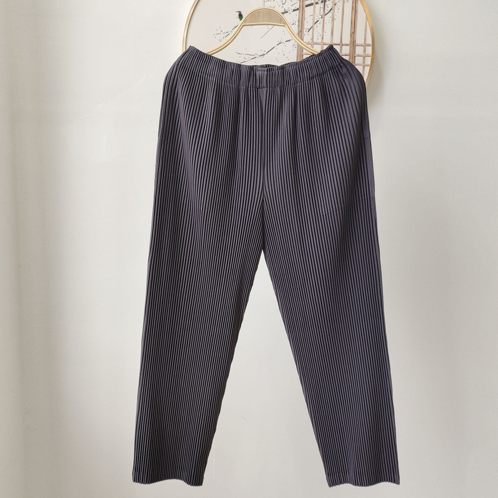 Pleated Two-Piece Set – Lace-Up Cardigan Jacket & Cropped Pants, Casual Chic Style