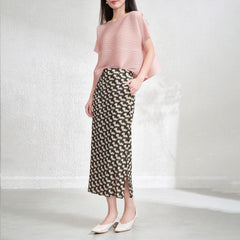 Pleats Please Summer Two-Piece Set – Pleated Top & Skirt Outfit